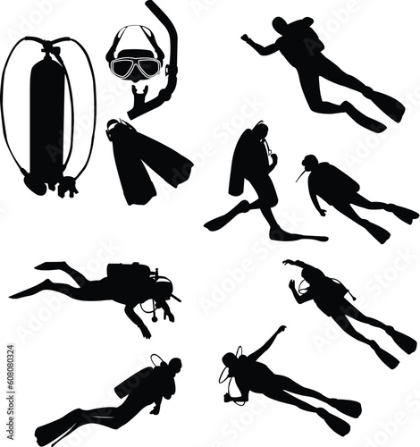 scuba divers collection - vector