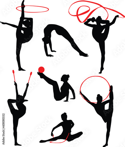 rhythmic gymnastic silhouettes collection - vector