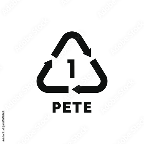 PETE 1 plastic recycle symbol icon vector