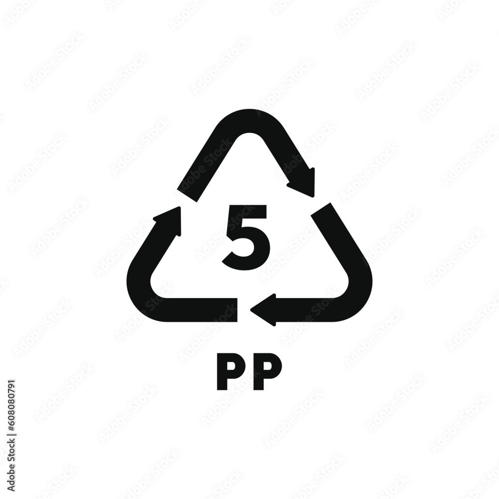 PP 5 plastic recycle symbol icon vector PP 5 plastic recycle symbol icon vector