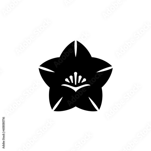 bellflower, Japanese family crest style vector icon illustration