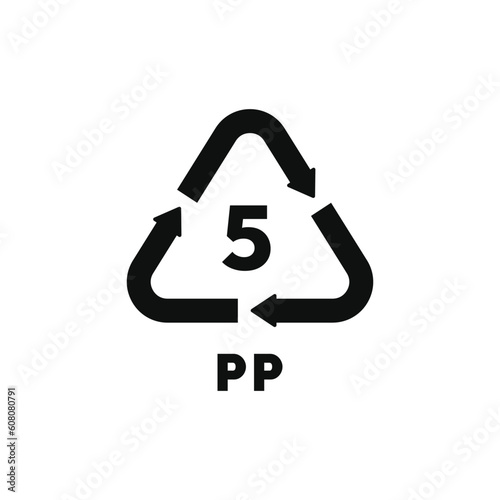 PP 5 plastic recycle symbol icon vector
