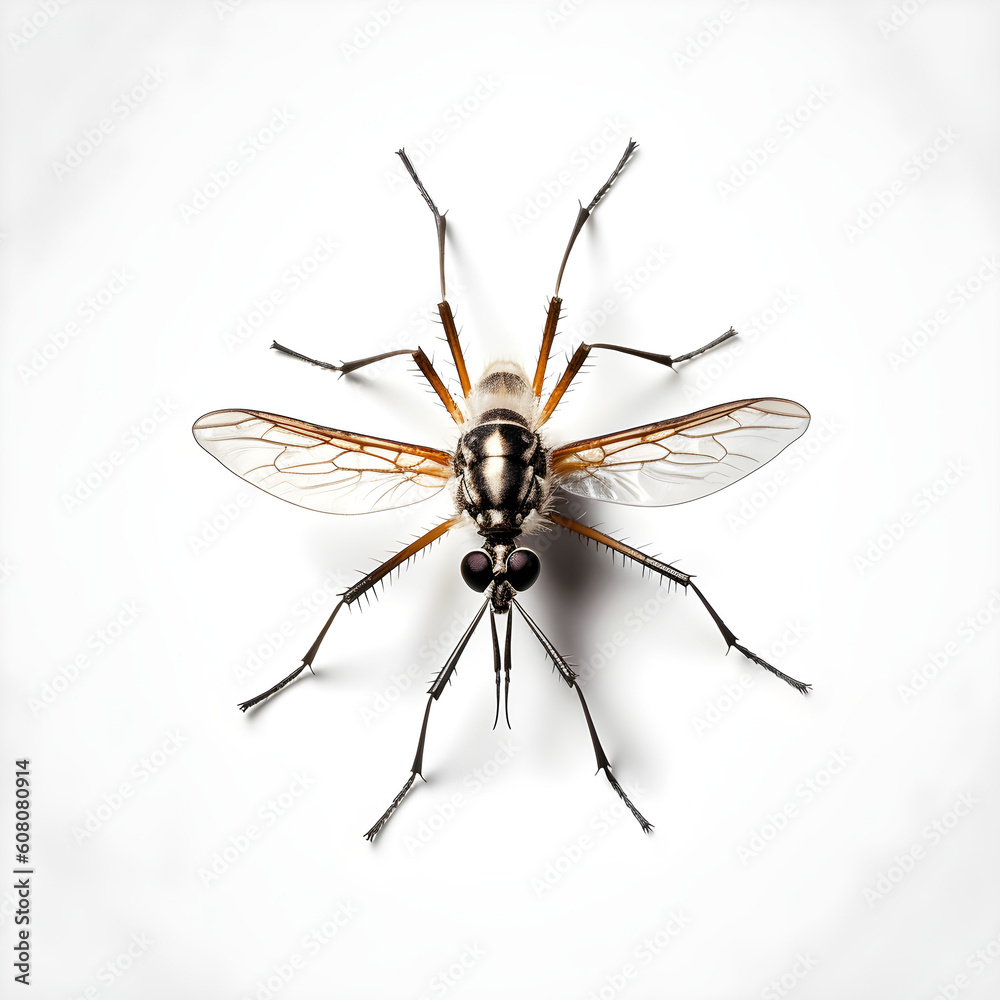 black mosquito from top view on white background, Generative AI black mosquito from top view on white background, Generative AI