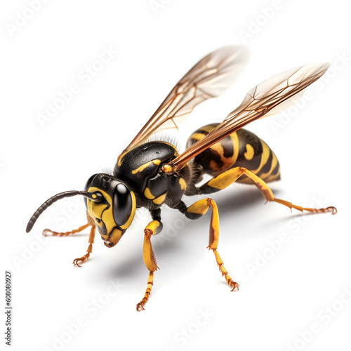 angry wasp isolated on white background, Generative AI