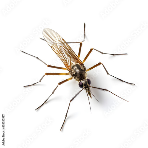 brown mosquito on white background, Generative AI