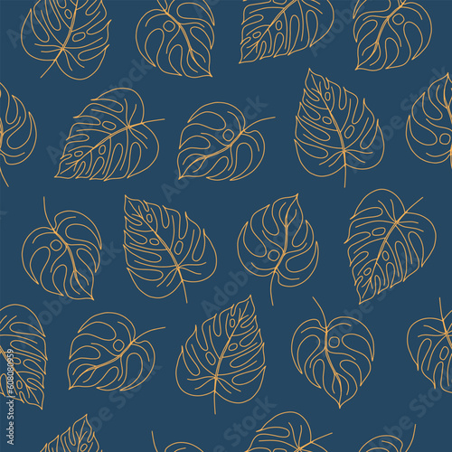 Vector seamless pattern with monstera