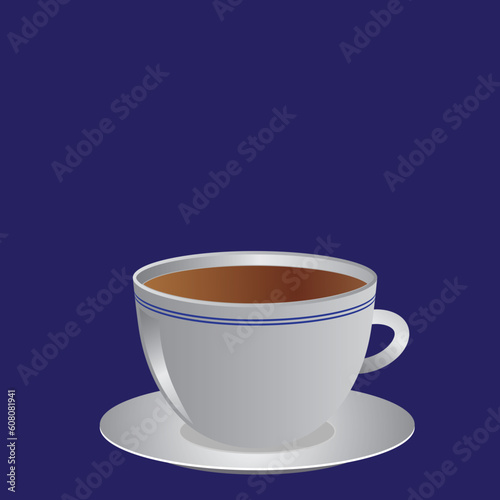 White cup with coffee or tea, vector illustration