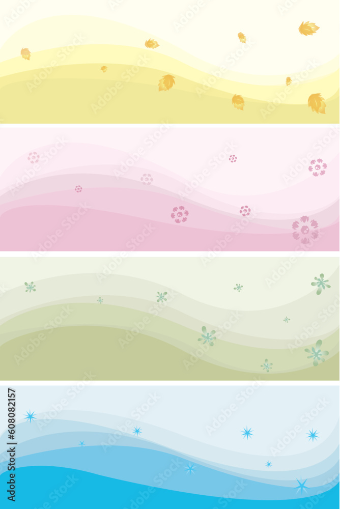 Vector banners of different colours on a theme of seasons
