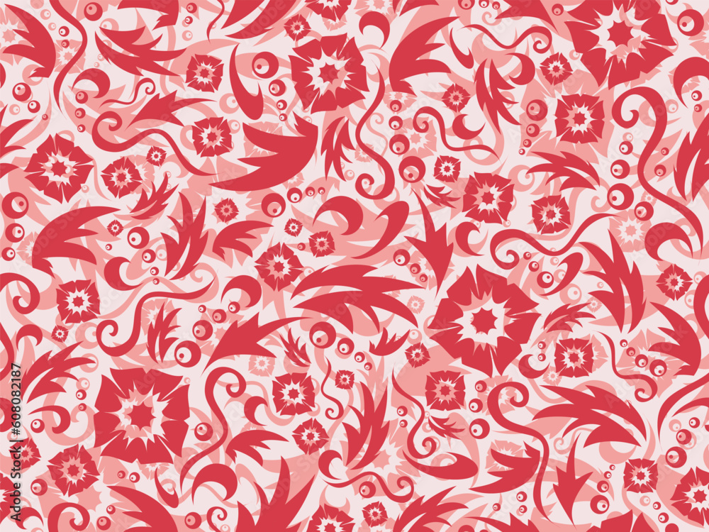 Red seamless flower pattern for a fabric
