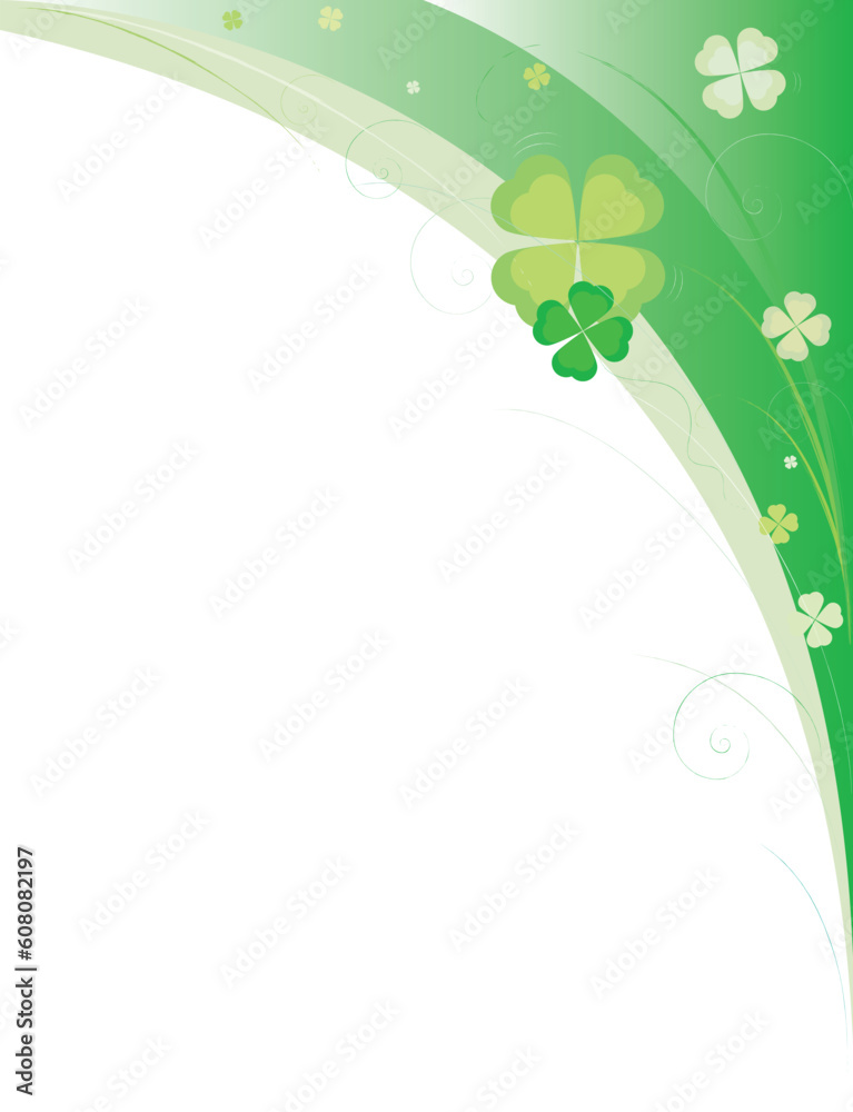 Green framework with leaves of clover and waves Green framework with leaves of clover and waves