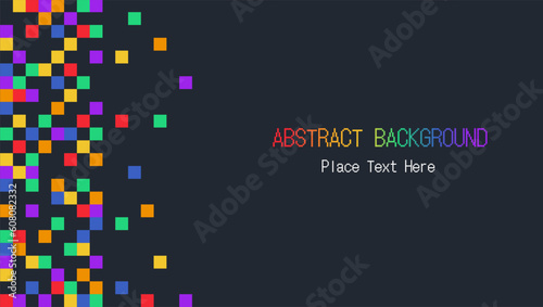 Rainbow Pride Scattered Pixel Block Frame Template, Dark Grey Background