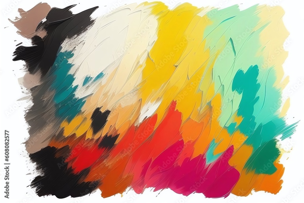 The abstract pattern is created by rough strokes of acrylic paint with a brush on the canvas. Generative AI. The abstract pattern is created by rough strokes of acrylic paint with a brush on the canvas. Generative AI.