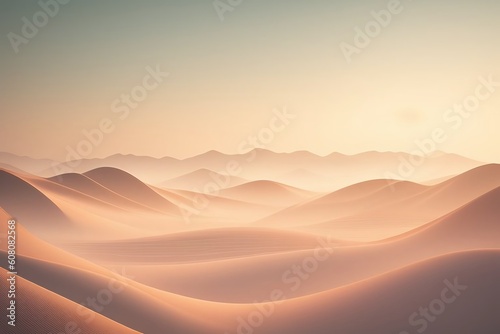 Desert landscape with dunes in golden shades. Generative AI.