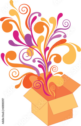 gift box with explosive surprise, vector background