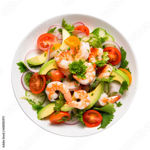 salad with shrimps and vegetables created with Generative AI