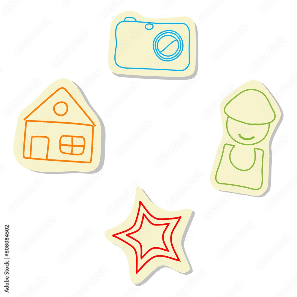 illustration of sketchy icons on white background illustration of sketchy icons on white background