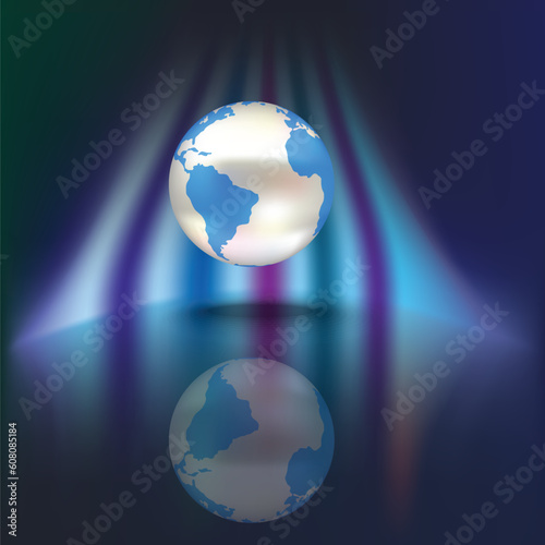 Abstract dark background with globe on a blue