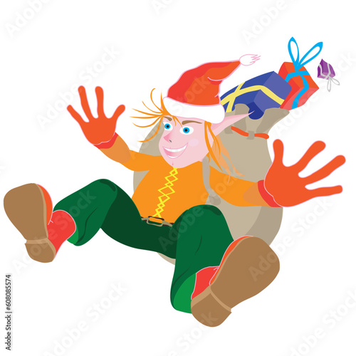 christmas elf with gifts