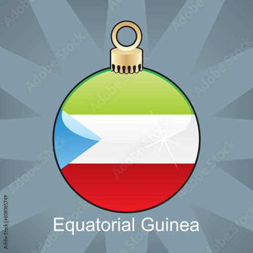 fully editable vector illustration of isolated equatorial guinea flag in christmas bulb shape