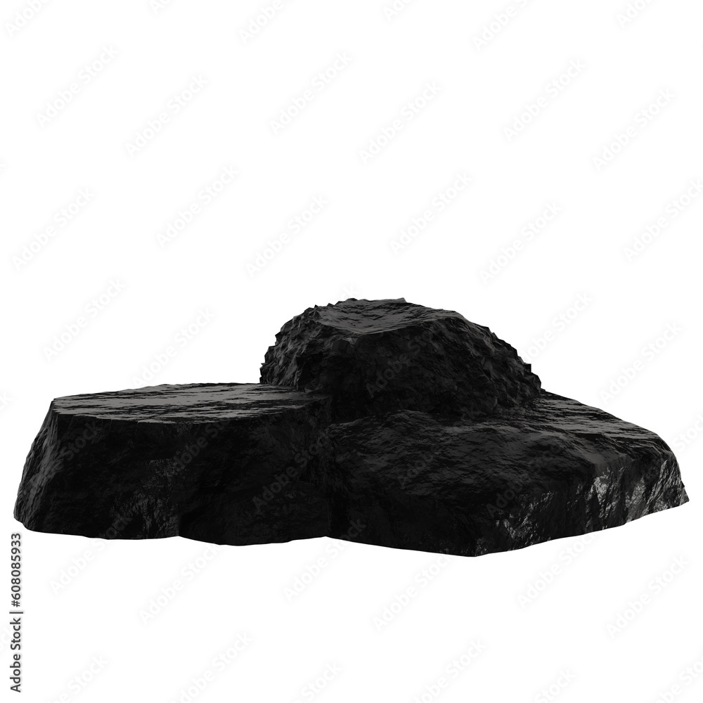 3d render illustration of wood charcoal or coal. for podiums or product stands