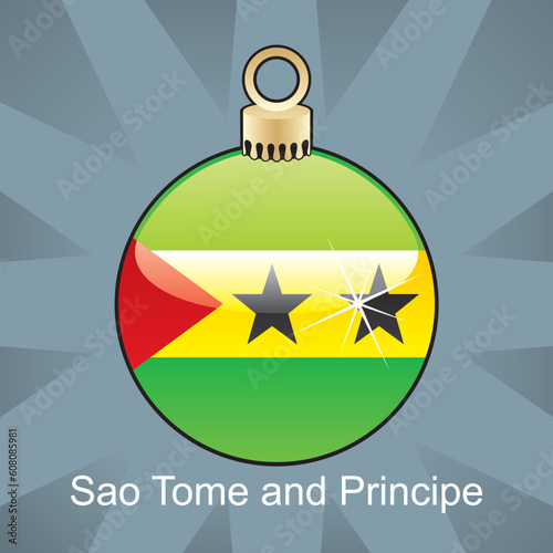 fully editable vector illustration of isolated sao tome and principe flag in christmas bulb shape