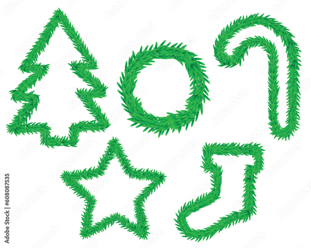 illustrations of different christmas symbols as wreath. illustrations of different christmas symbols as wreath.