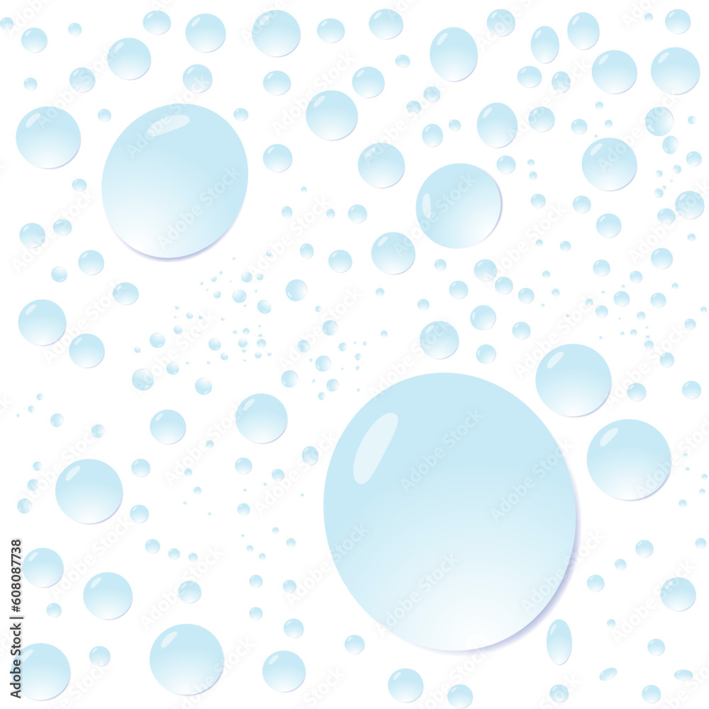 Vector background with water drops on white.