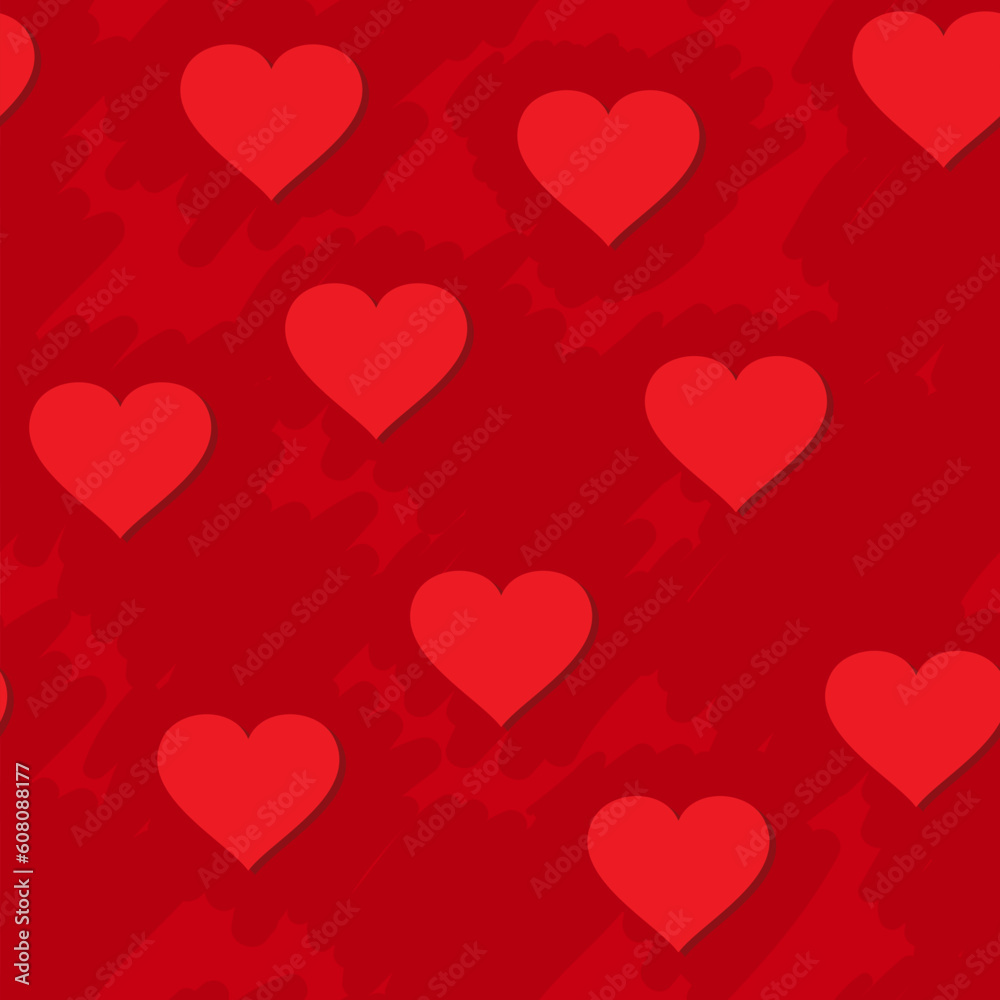 Valentine's day abstract red grunge background with hearts. Seamless pattern. Vector illustration. Valentine's day abstract red grunge background with hearts. Seamless pattern. Vector illustration.