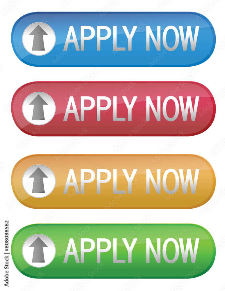 Four different apply now color ecommerce web buttons on a white background vector file also available Four different apply now color ecommerce web buttons on a white background vector file also available