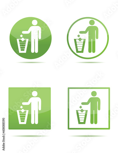 Illustration of Litter signs in green isolated over a white background
