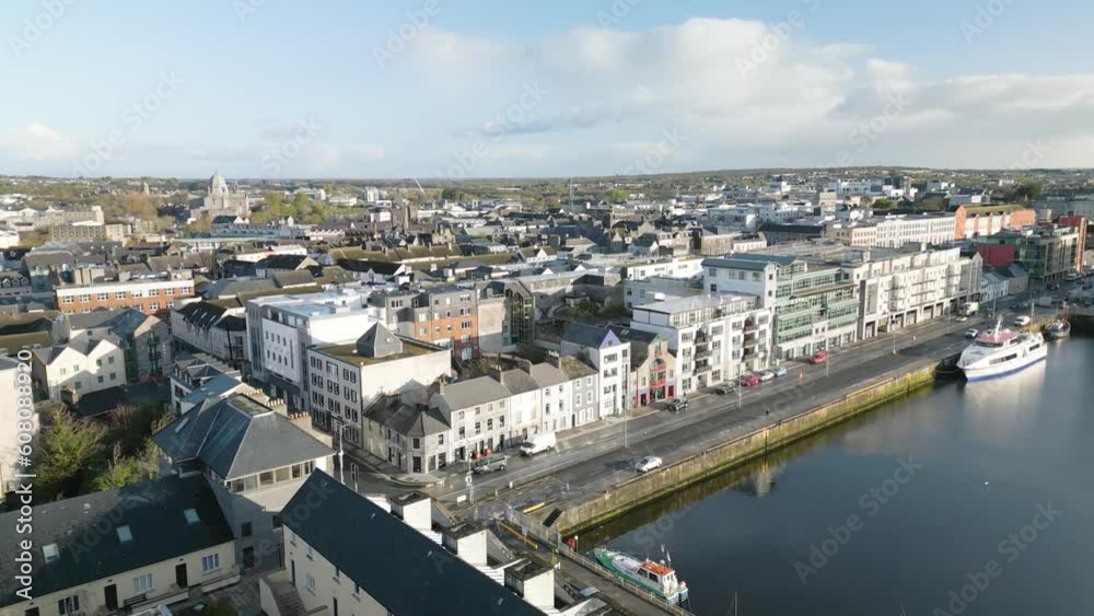 Beautiful Drone Flight Above Galway Bay and Harbour in Ireland Beautiful Drone Flight Above Galway Bay and Harbour in Ireland
