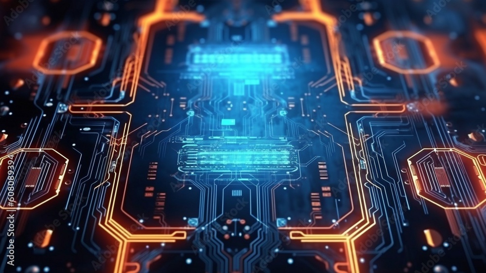 Abstract electronic circuit technology backdrop in a two-dimensional image. GENERATE AI Abstract electronic circuit technology backdrop in a two-dimensional image. GENERATE AI