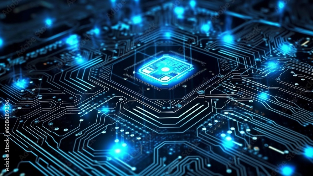 Abstract electronic circuit technology backdrop in a two-dimensional image. GENERATE AI Abstract electronic circuit technology backdrop in a two-dimensional image. GENERATE AI