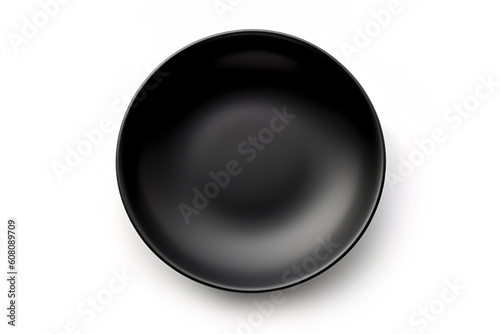 Black ceramic plate isolate on white AI Generative