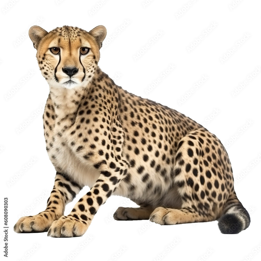 Cheetah isolated on Transparent background, generate ai