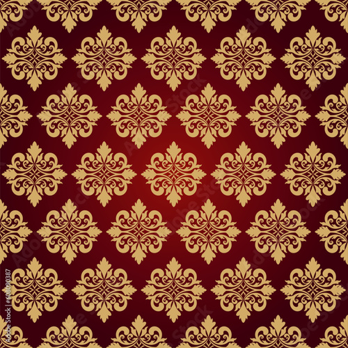 Baroque floral background gold and red