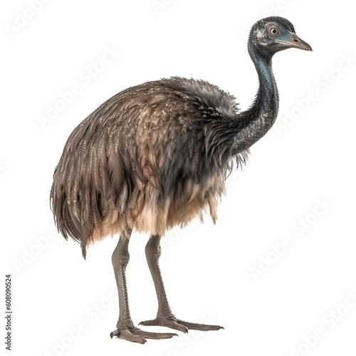 Emu isolated on Transparent background, Digital Art, PNG Images, isolated on a white background, Generative AI
