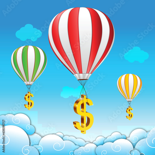 illustration of dollar parachute in sky