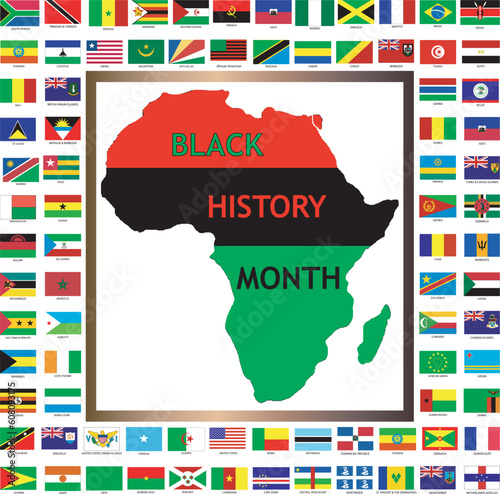 Vector Illustration showing African and black cultured flags for Black History Month. photo