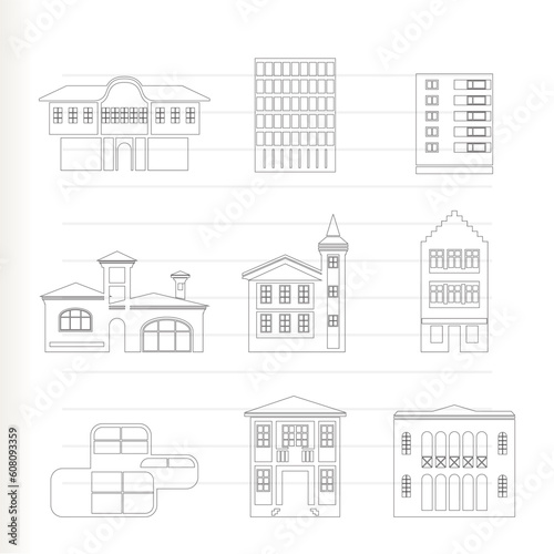 different kind of houses and buildings - Vector Illustration 2
