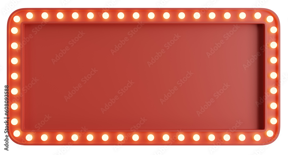 3d render of red billboard with light bulb. 3d render of red billboard with light bulb.