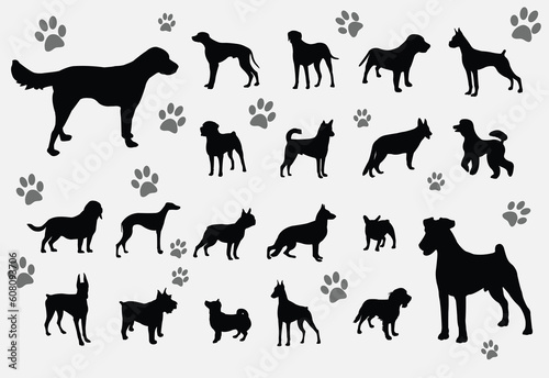 dogs silhouettes - vector