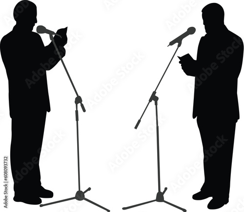 silhouettes of men public speaking - vector