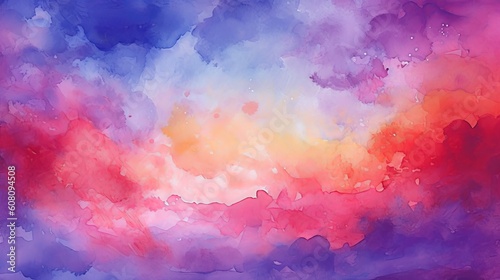 principal watercolor foundation sunset sky orange purple. Illustration, AI Generated
