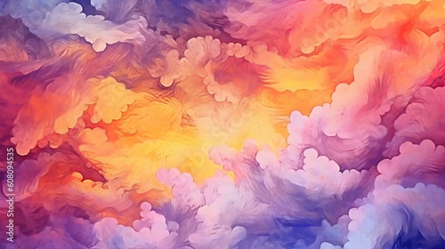 crucial watercolor establishment sunset sky orange purple. Illustration  AI Generated