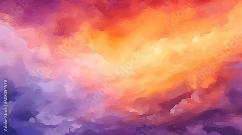 to begin with watercolor establishment sunset sky orange purple. Illustration, AI Generated