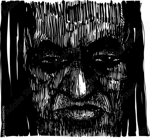 Drawing Illustration of Voodoo Sorcerer