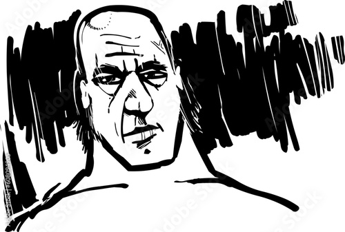 Drawing illustration of ancient warrior