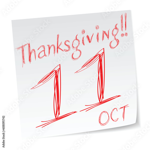 a message note of thanksgiving date of calendar