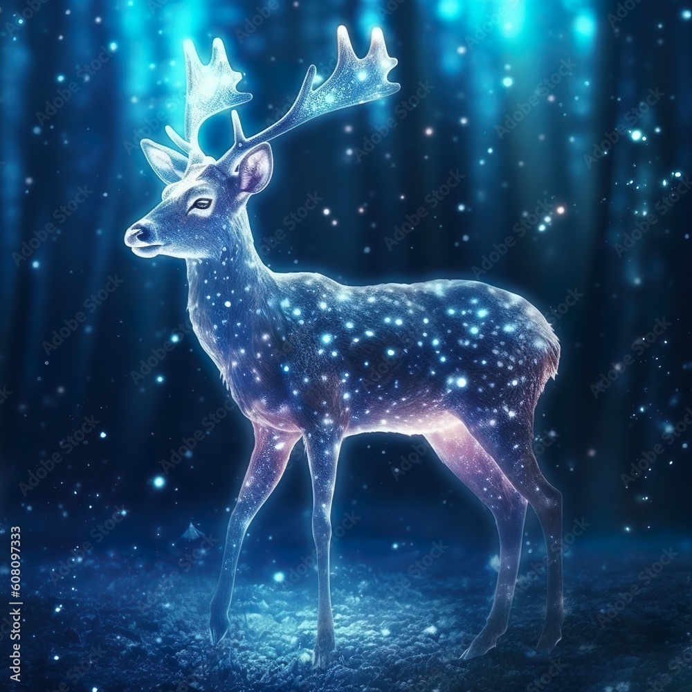 Deer illustration Celestial Guardian The Radiant Stardust Deer made with generative ai technology Deer illustration Celestial Guardian The Radiant Stardust Deer made with generative ai technology